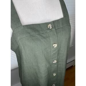 NWT: J Crew Factory Green Tank Top Size M Linen Blend Square Neck Cami Blouse